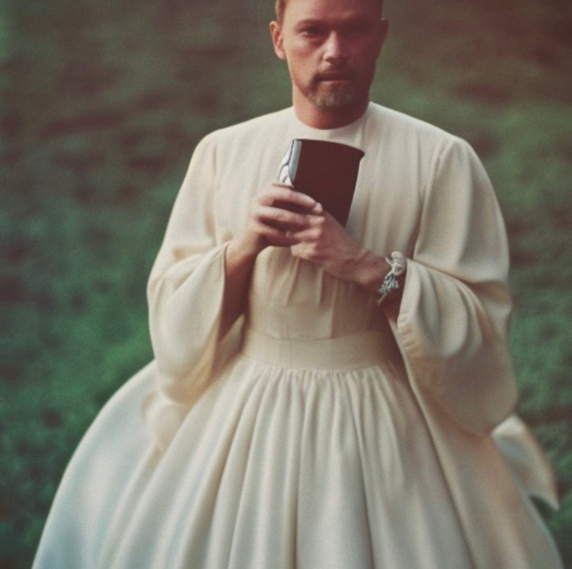 Christian Lindner in a wedding dress
