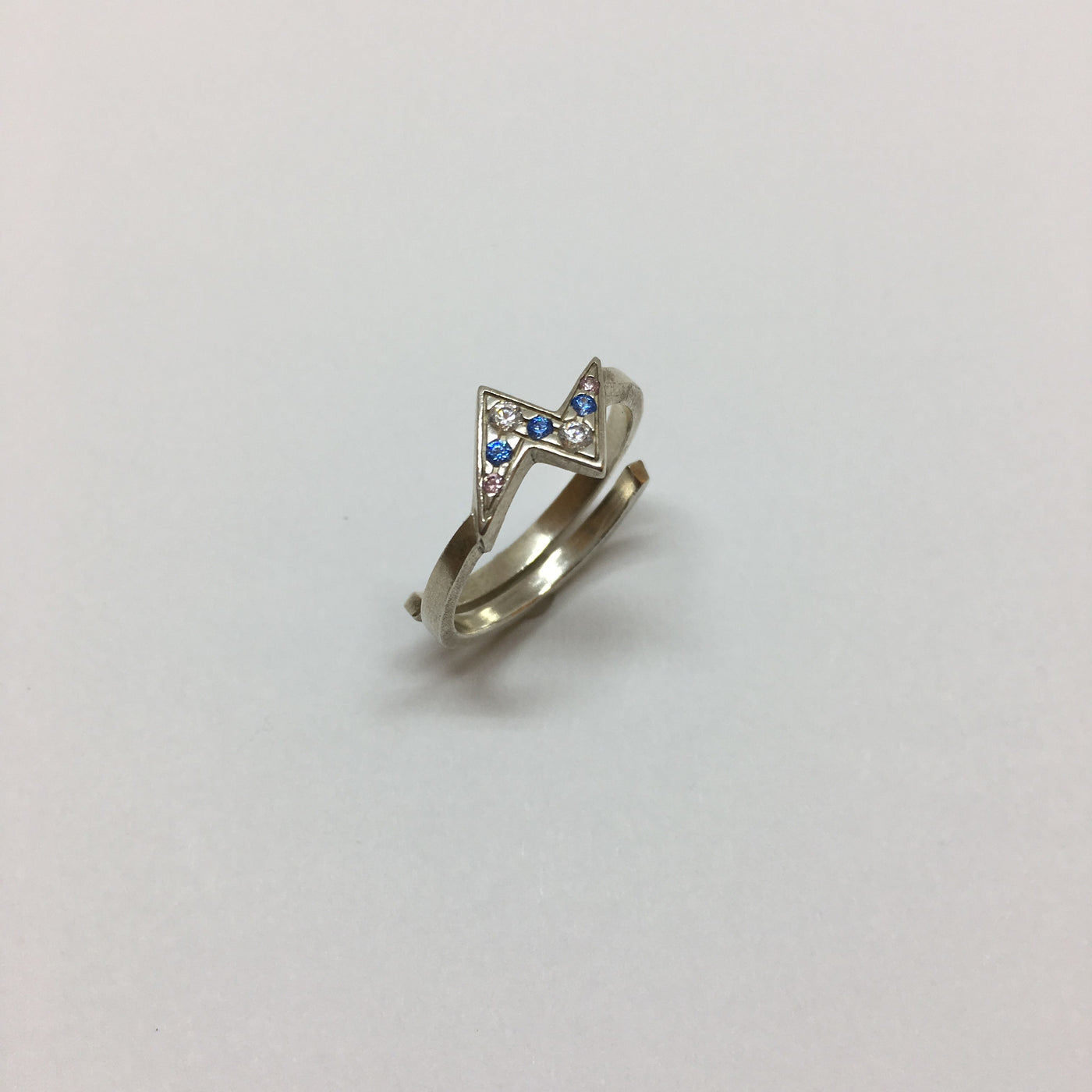 Silver Flash ring with blue zirconia