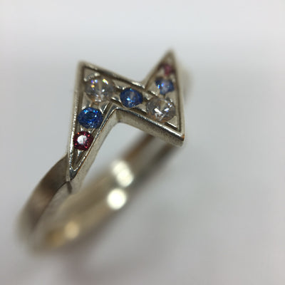 Silver Flash ring with pink zirconia